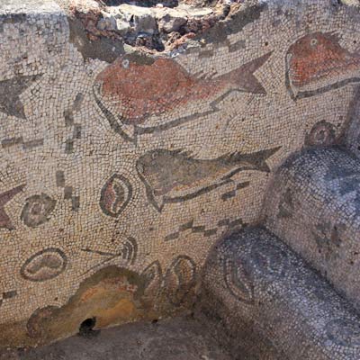 Marine Mosaiken im Badehaus