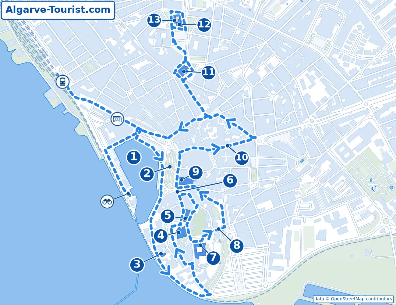 Map of the Faro walking tour