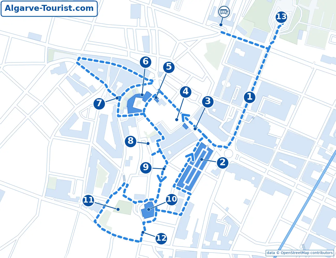Mappa del giro a piedi di Loulé
